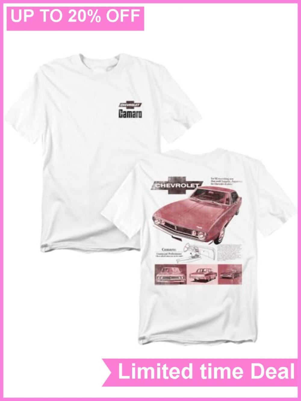 Chevrolet Camaro Sport Coupe Graphic Print T-Shirt Crew Neck Cotton Unisex